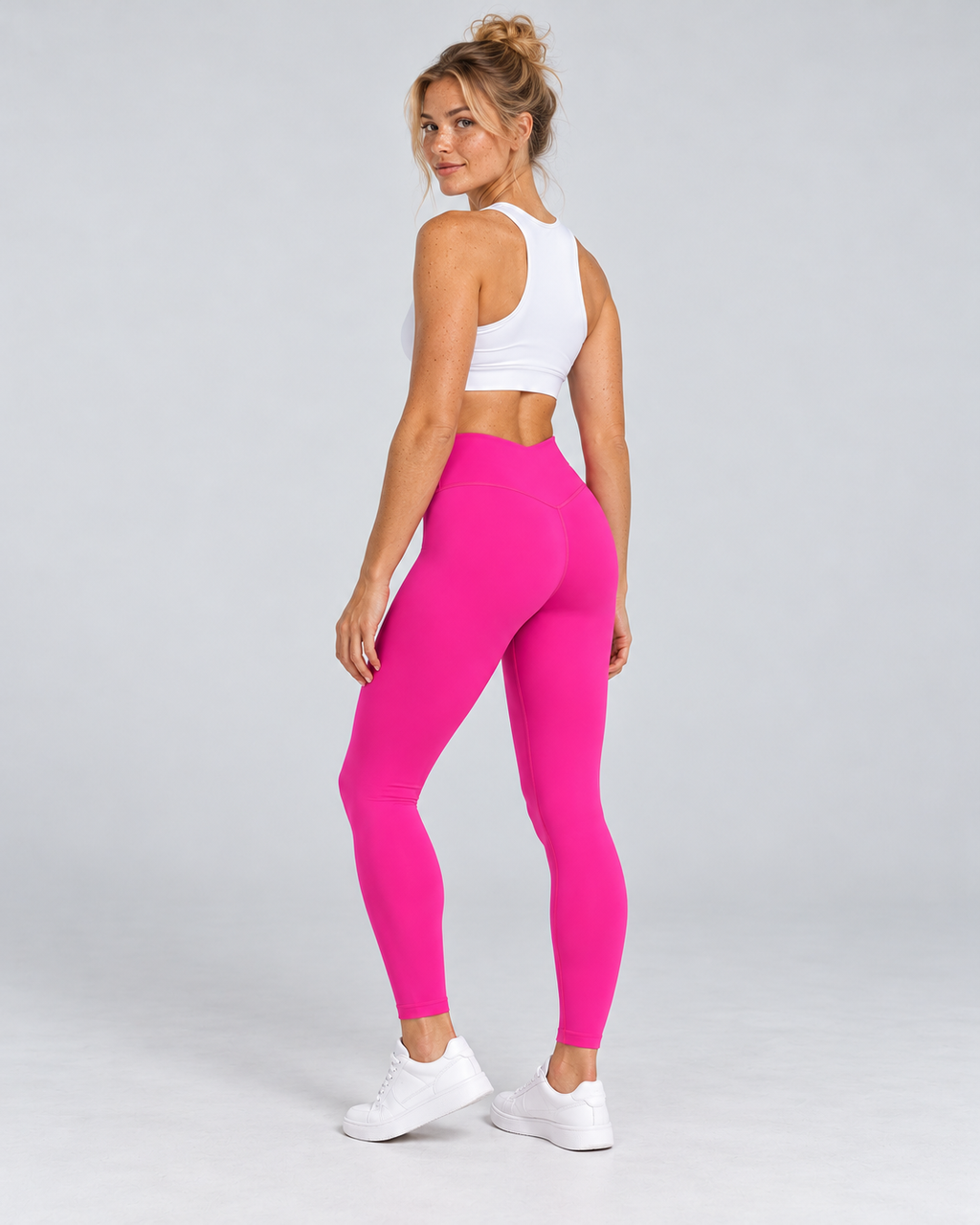 LINE FLEX fuchsia pink sculpt leggings — three-quarter