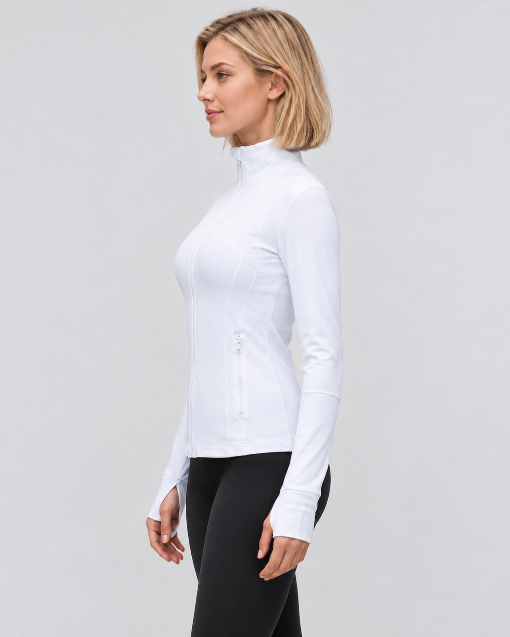 LOU albumin pearlescent white performance jacket — side view