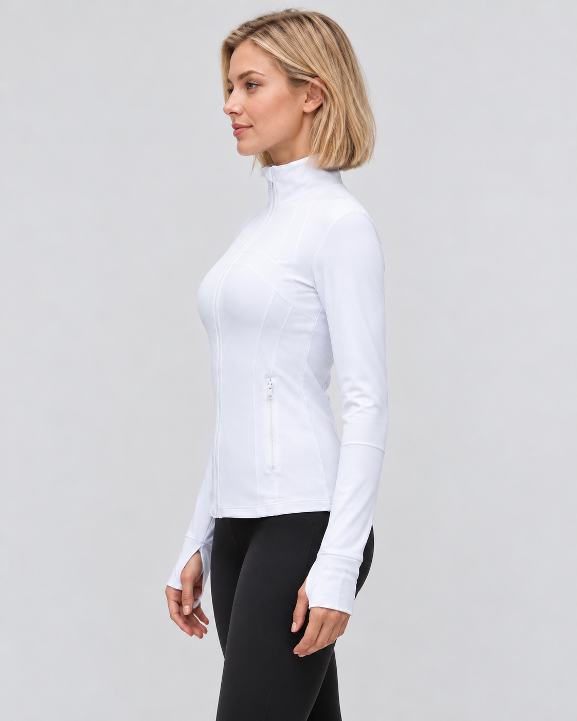 LOU albumin pearlescent white performance jacket — side view