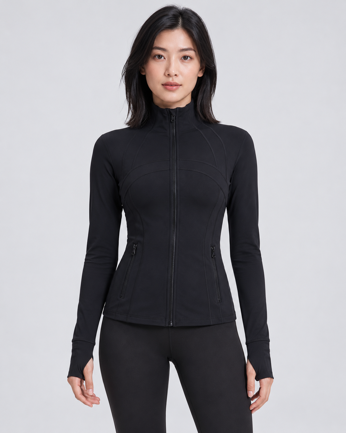 LOU black performance jacket — front view