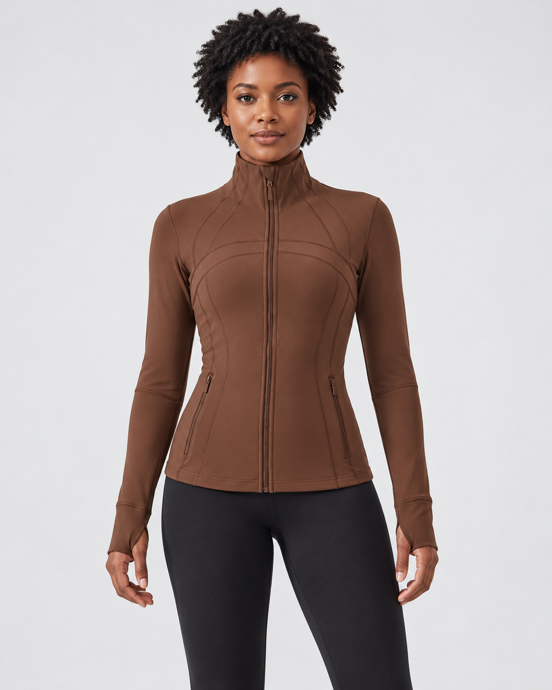 LOU cocoa color performance jacket — front view