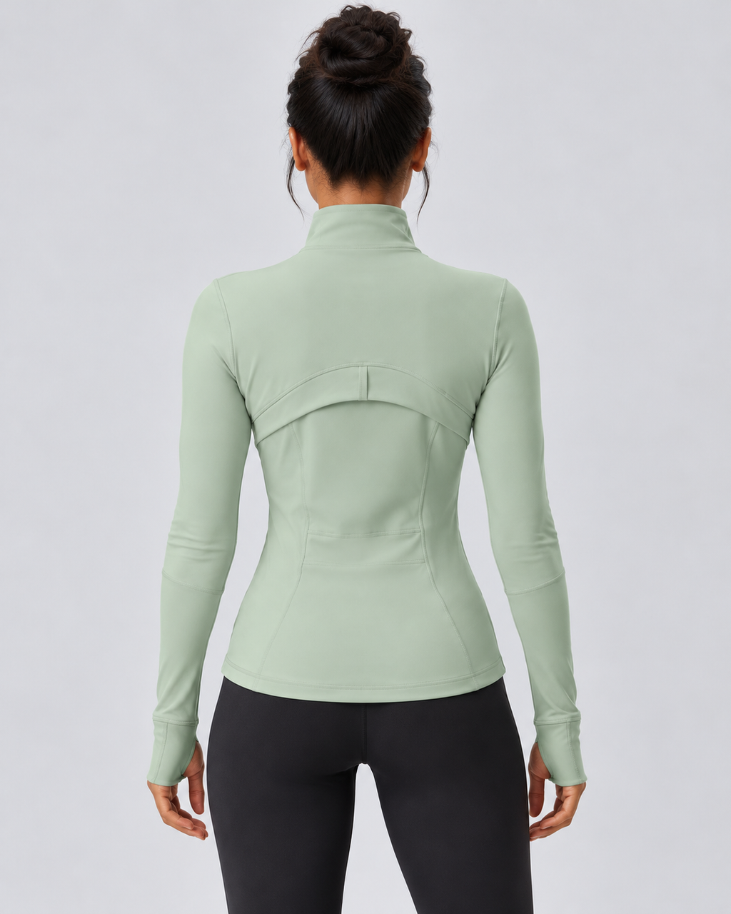 LOU jade green performance jacket — back view
