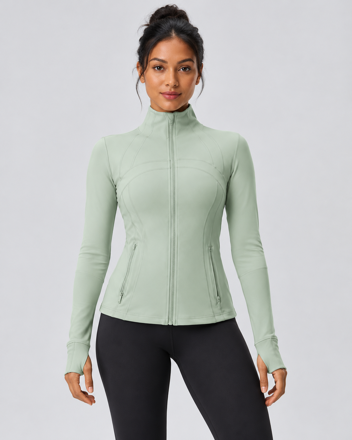 LOU jade green performance jacket — front view
