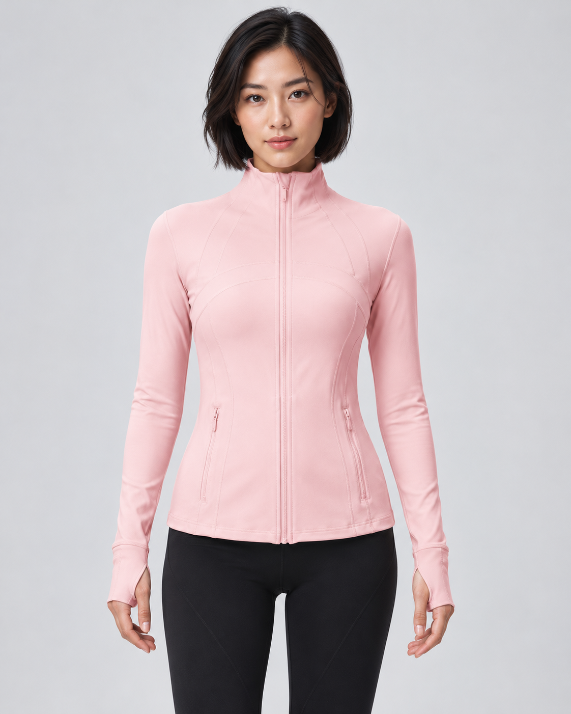 LOU strawberry powder pink performance jacket — front view