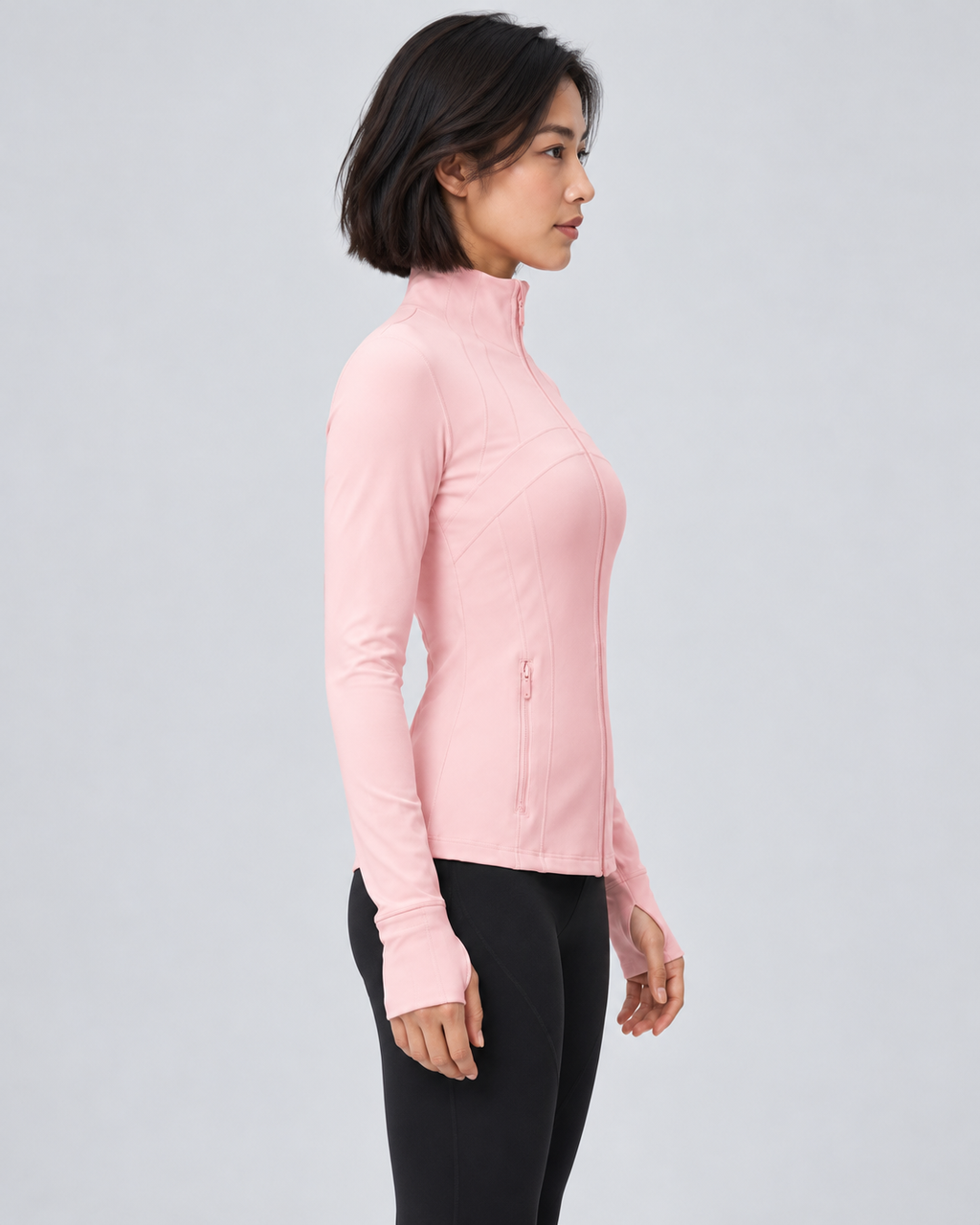 LOU strawberry powder pink performance jacket — side view