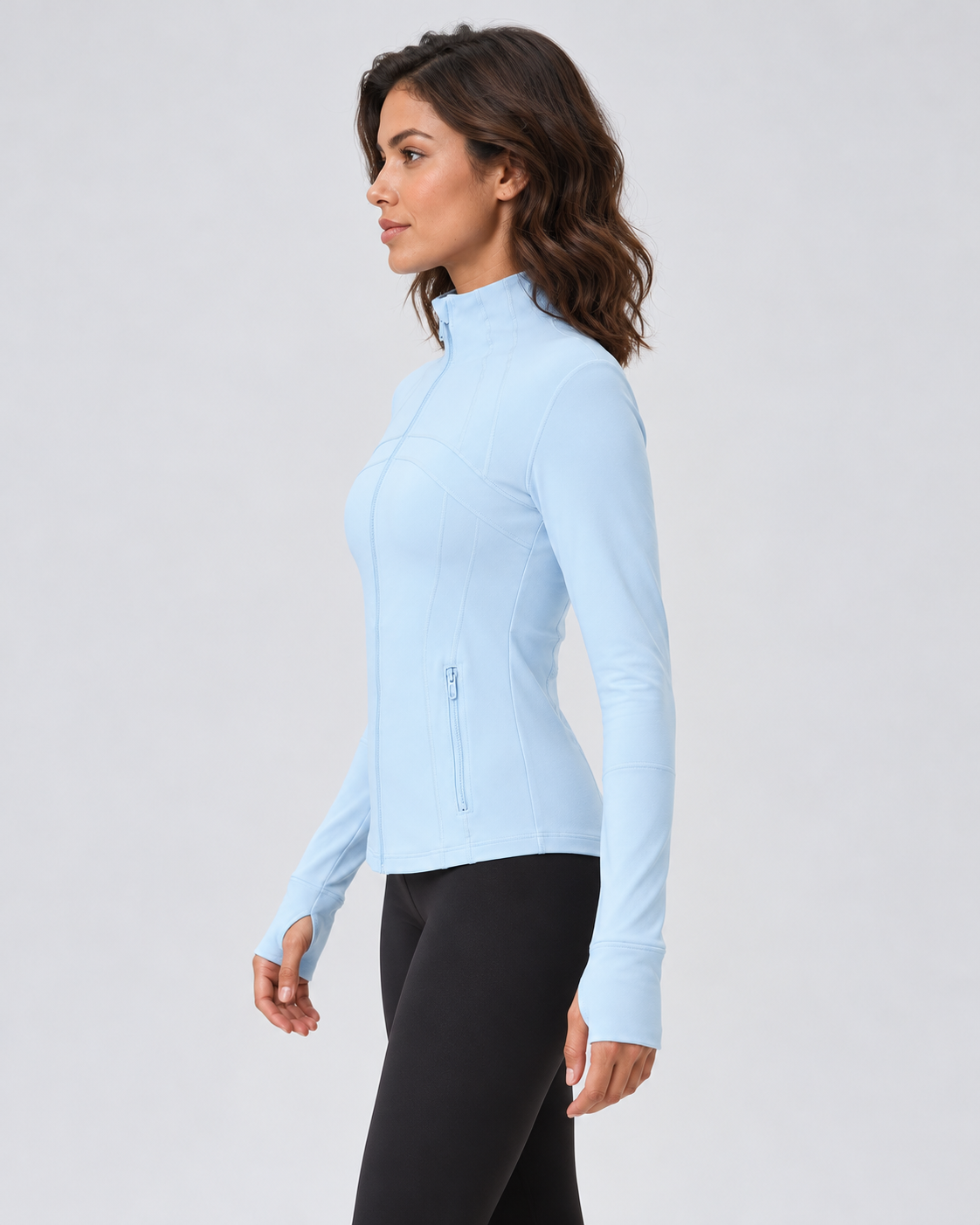 LOU light blue performance jacket — side view
