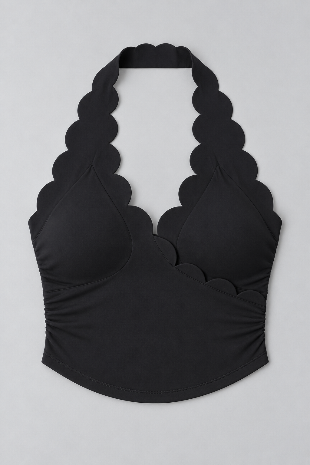 LUNA BLACK halter sports bra - fabric-detail view