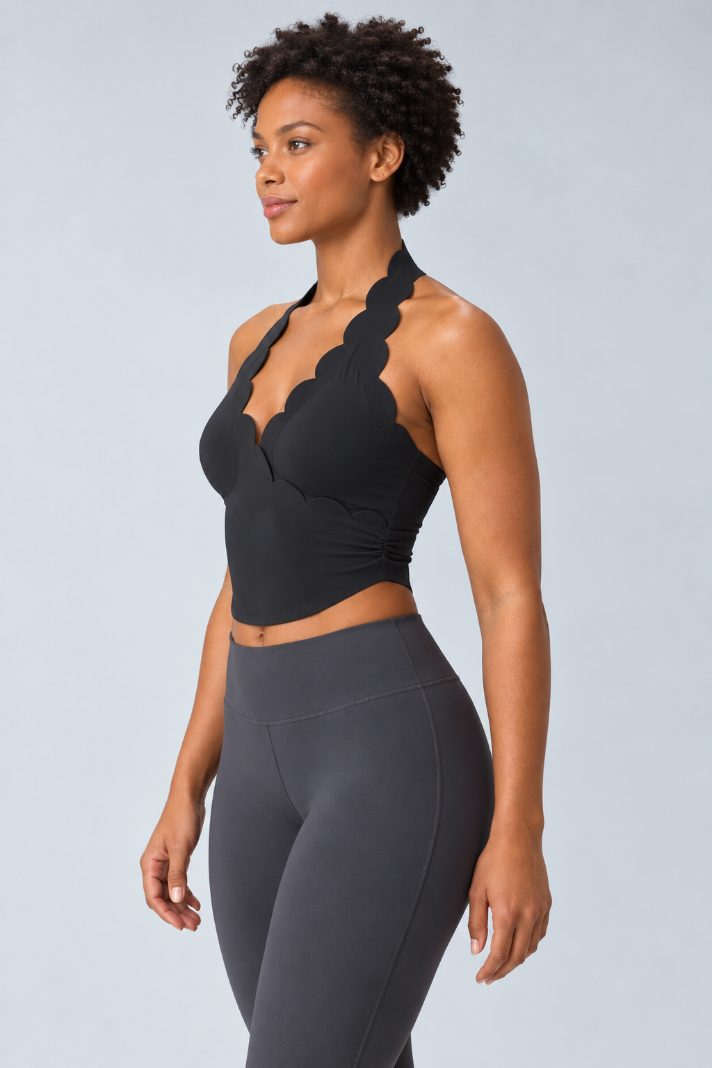 LUNA BLACK halter sports bra - side view