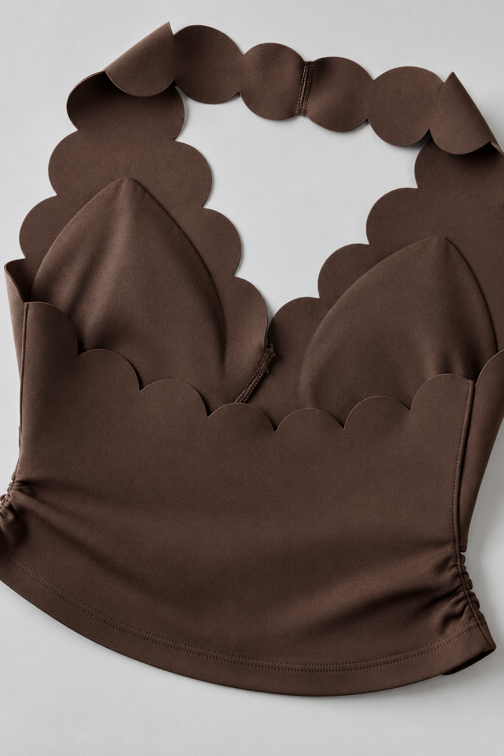 LUNA COFFEE halter sports bra - fabric-detail product view