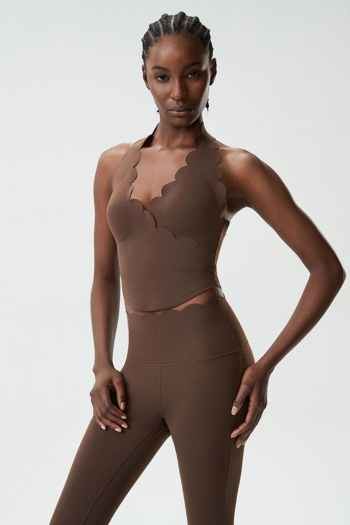 LUNA COFFEE halter sports bra - front view
