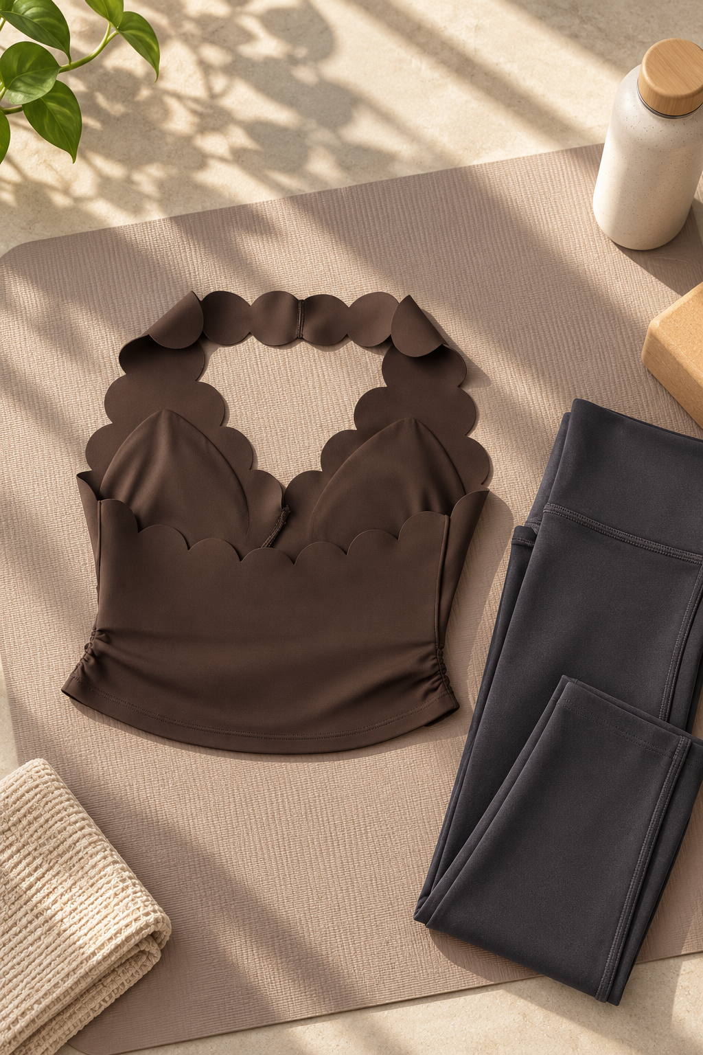 LUNA COFFEE halter sports bra - lifestyle product view
