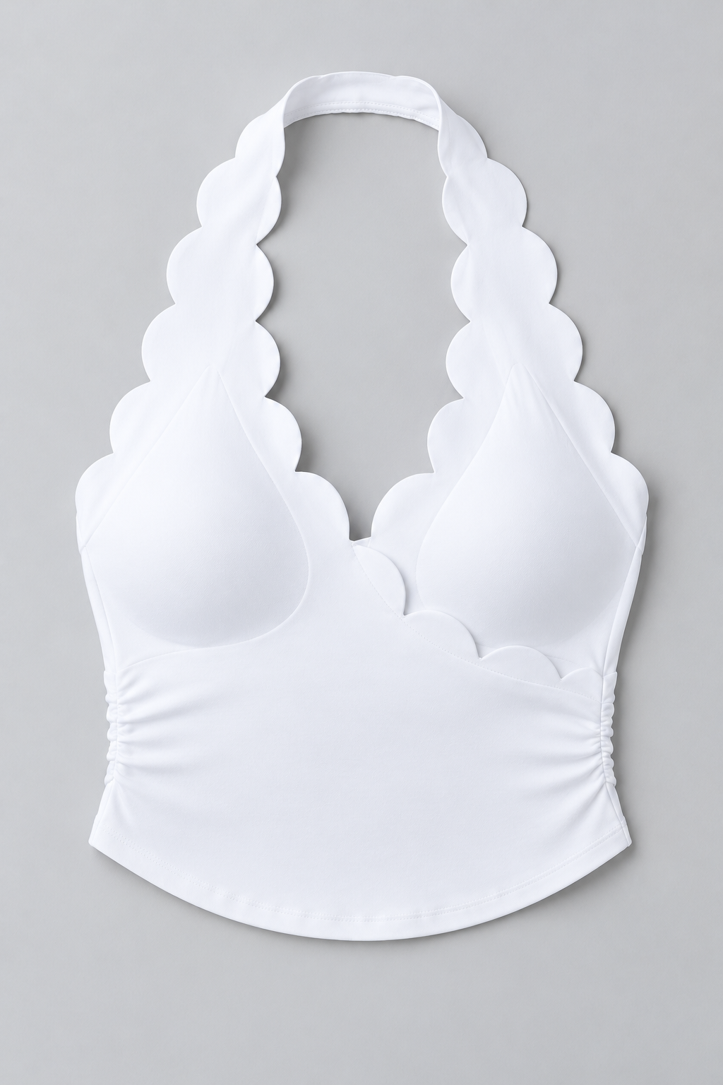 LUNA white halter sports bra - fabric-detail view