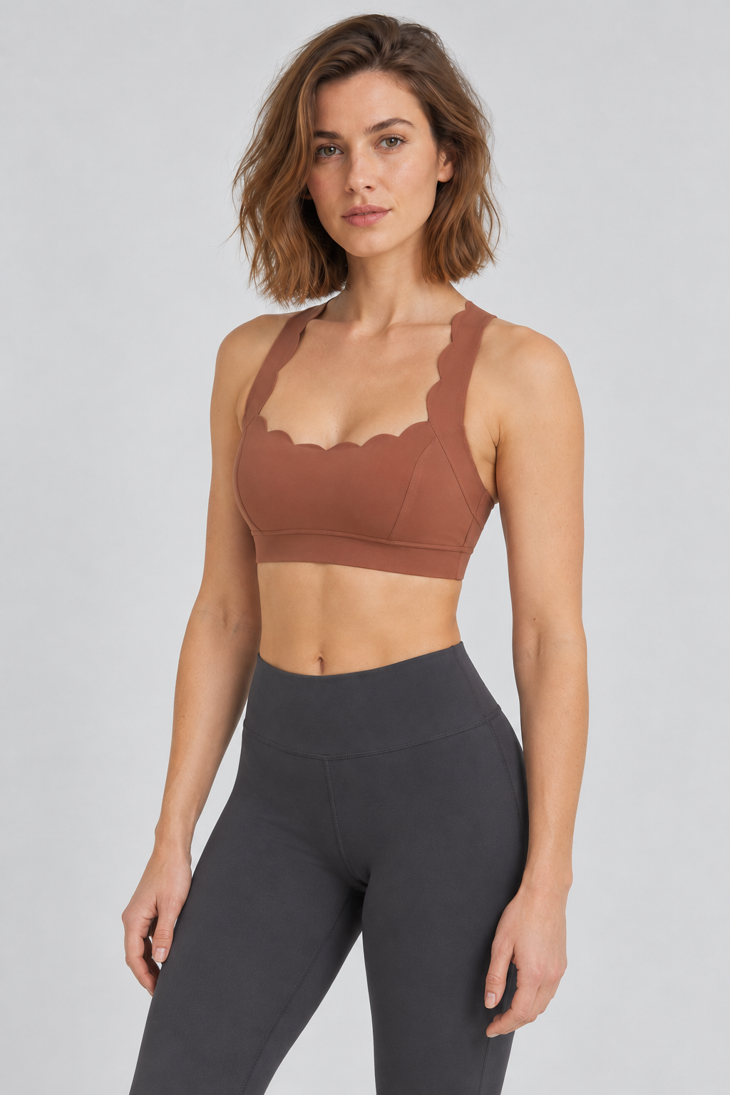 MAE CINNAMON BROWN sports bra - three-quarter view