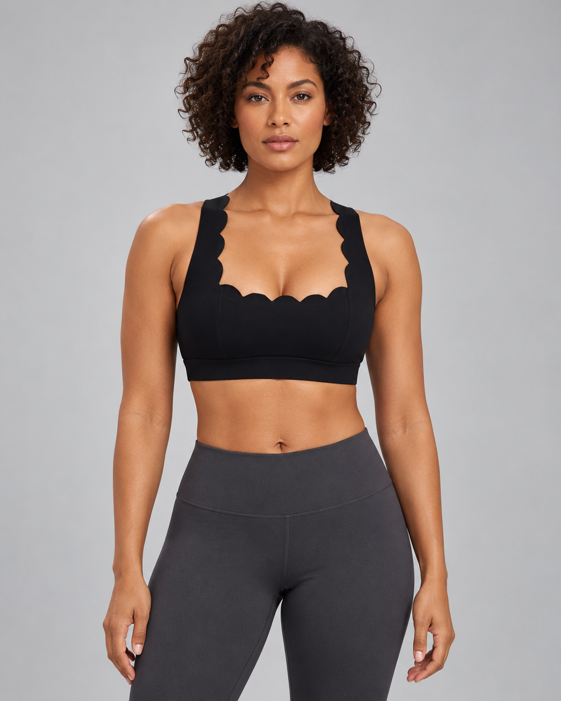 MAE DEEP BLACK sports bra - front view