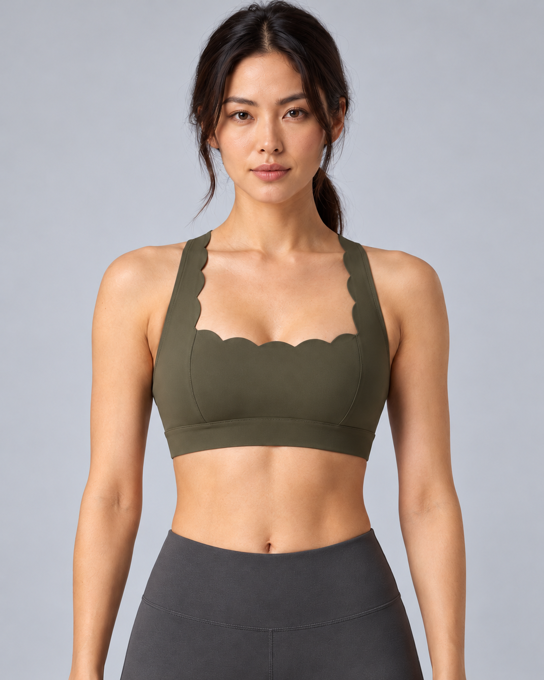 MAE FOREST GREEN sports bra - front-closeup view