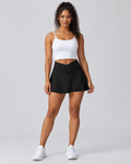 NAYAH black crossover-waist skort — front view