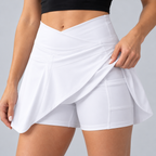 NAYAH white skort — fabric and inner shorts pocket detail