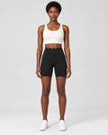 SELMA BLACK scalloped high-waisted biker shorts - front view