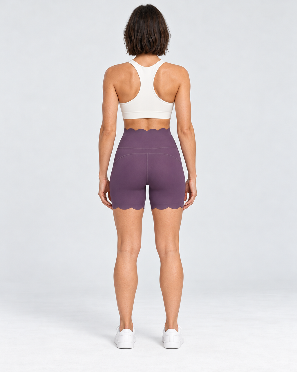 SELMA COMPLEX PURPLE scalloped high-waisted biker shorts - back view
