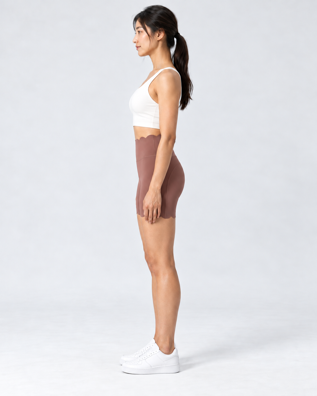 SELMA CORAL JADE scalloped high-waisted biker shorts - side view