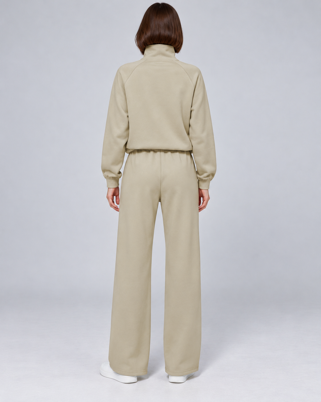 SOFI half zip sweatshirt and wide leg trousers set - khaki - back
