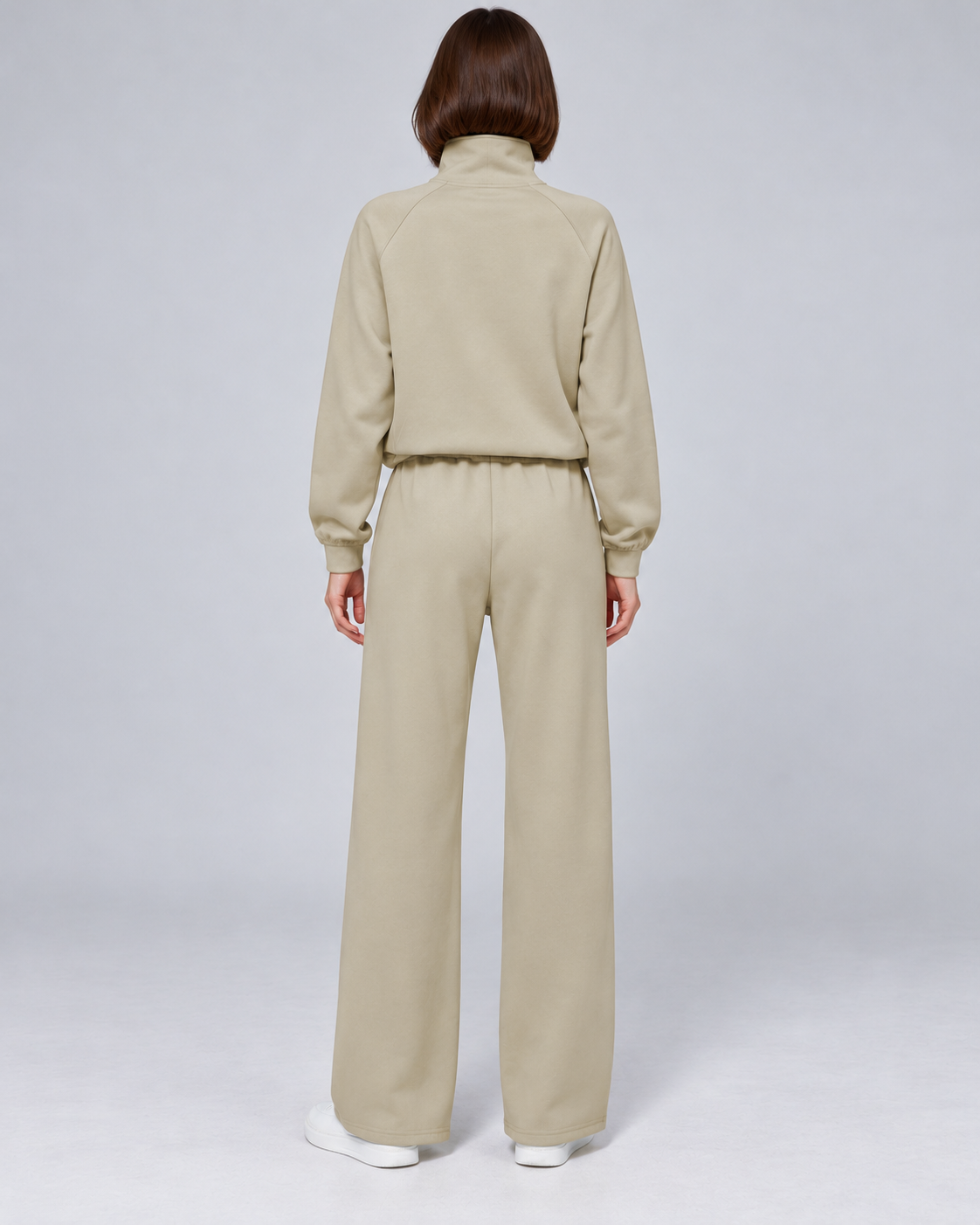 SOFI half zip sweatshirt and wide leg trousers set - khaki - back