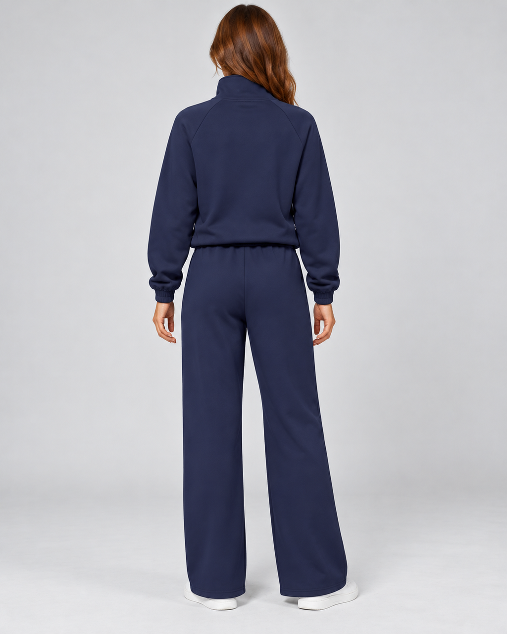 SOFI half zip sweatshirt and wide leg trousers set - navy blue - back