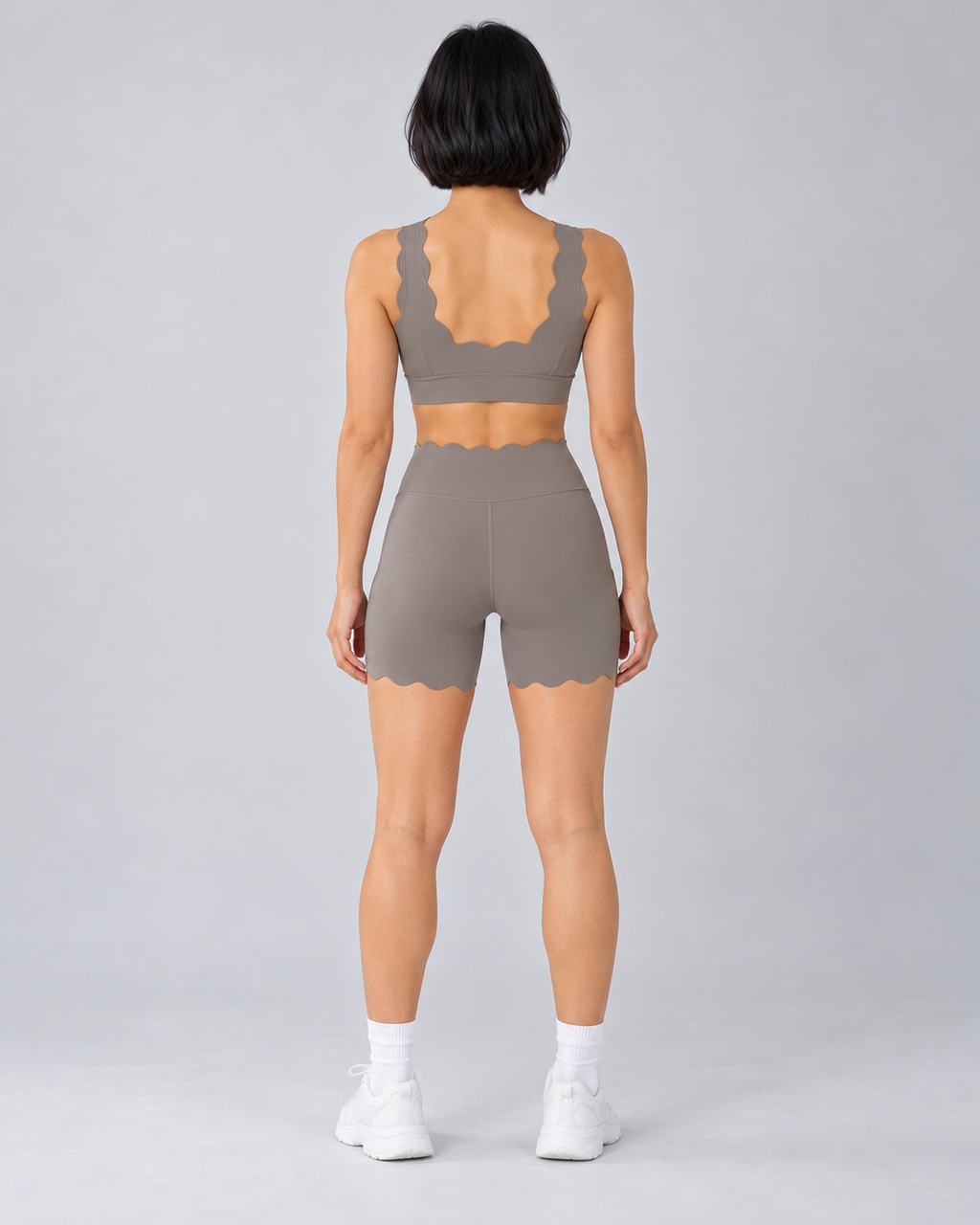 TYLA almond sauce coordinated top and shorts — back view