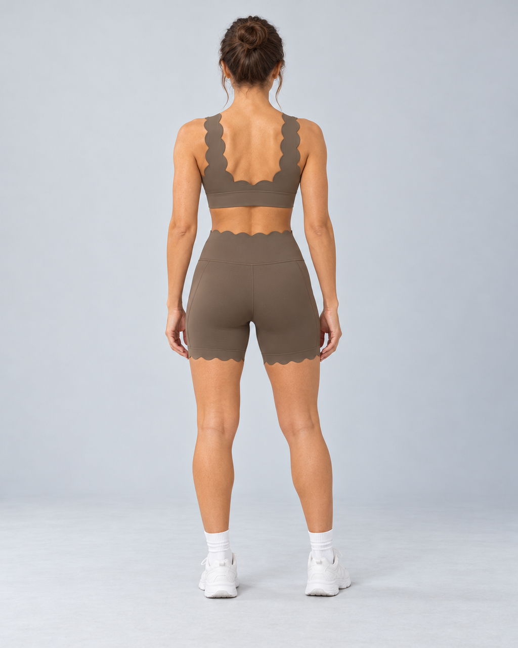 TYLA green olive coordinated top and shorts — back view