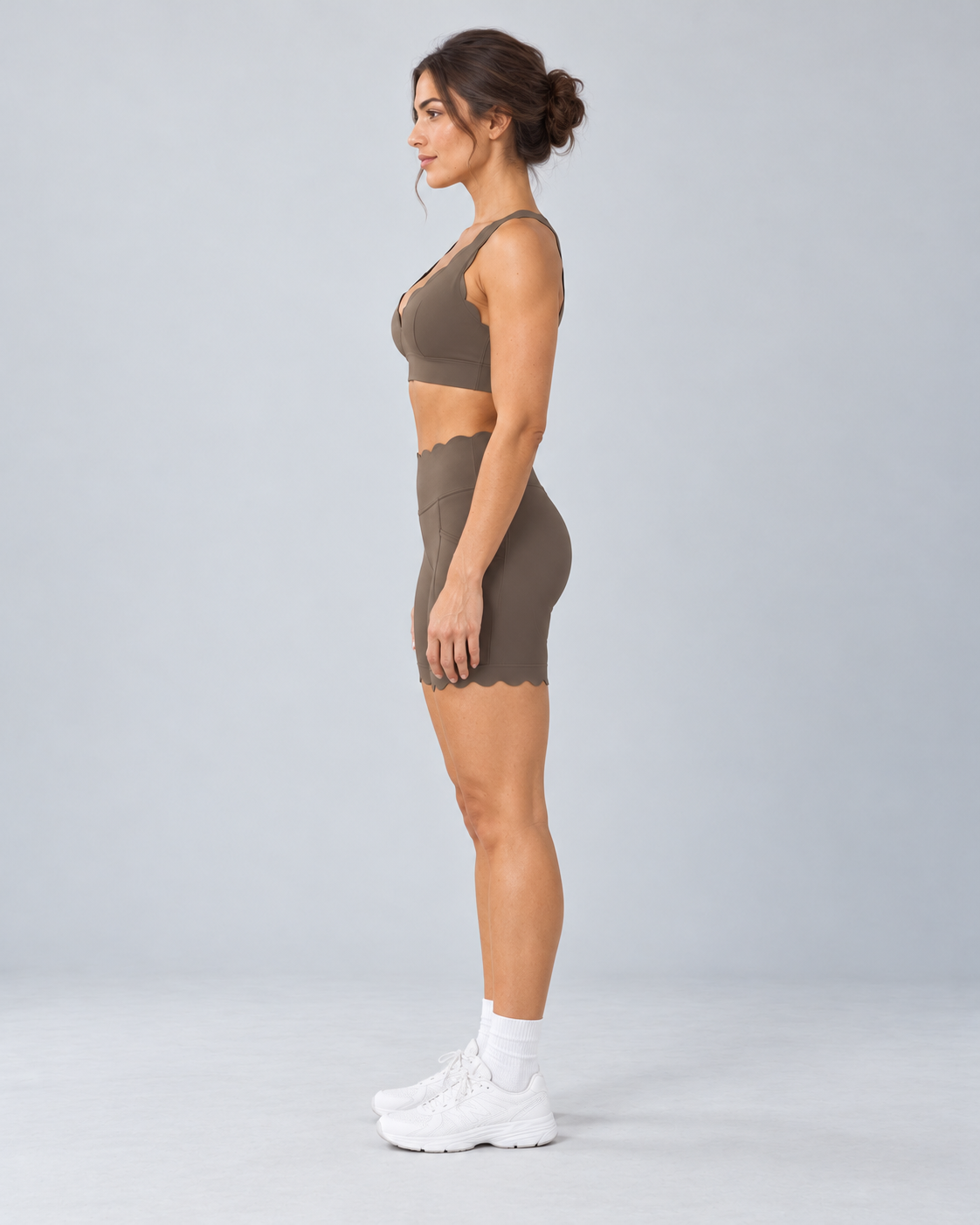 TYLA green olive coordinated top and shorts — side view