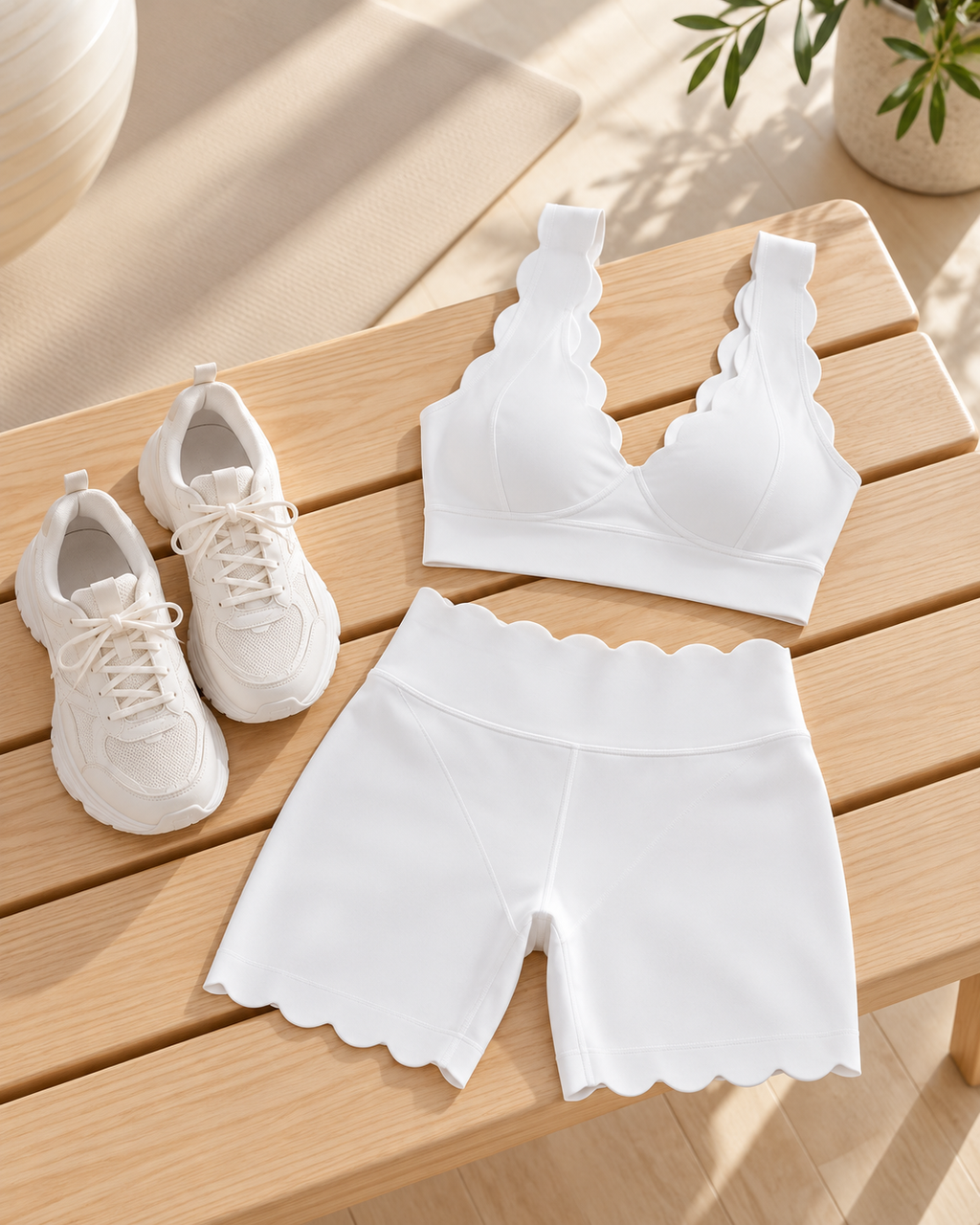 TYLA ivory coordinated top and shorts — lifestyle view