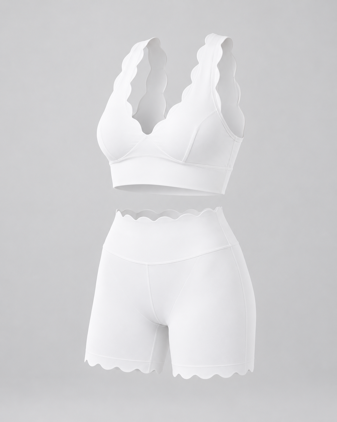 TYLA ivory coordinated top and shorts — three quarter view