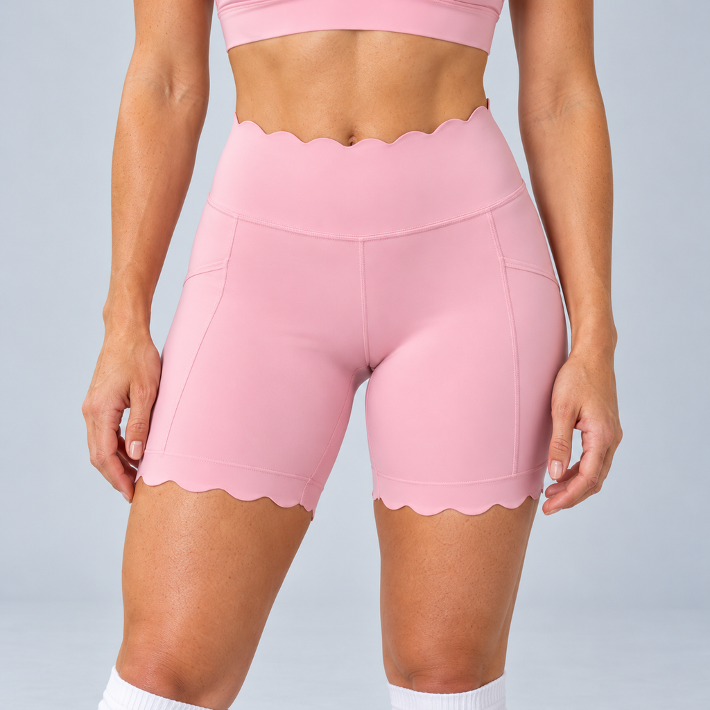 TYLA pink coordinated top and shorts — fabric detail view