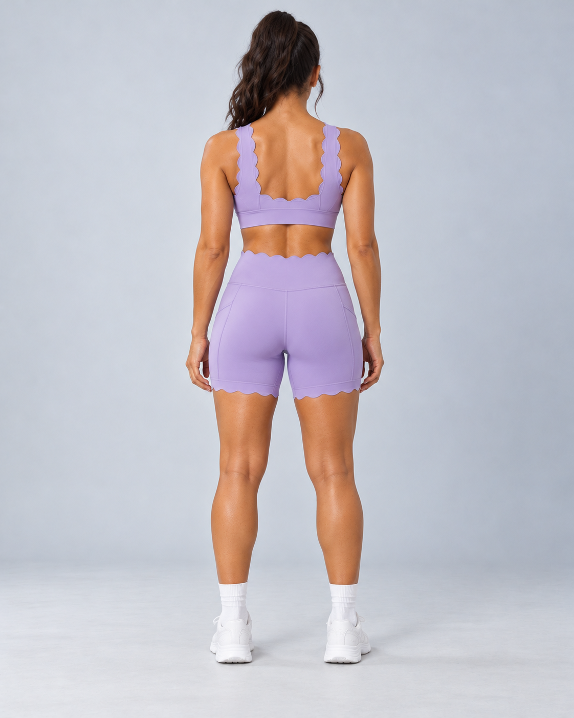 TYLA taro purple coordinated top and shorts — back view