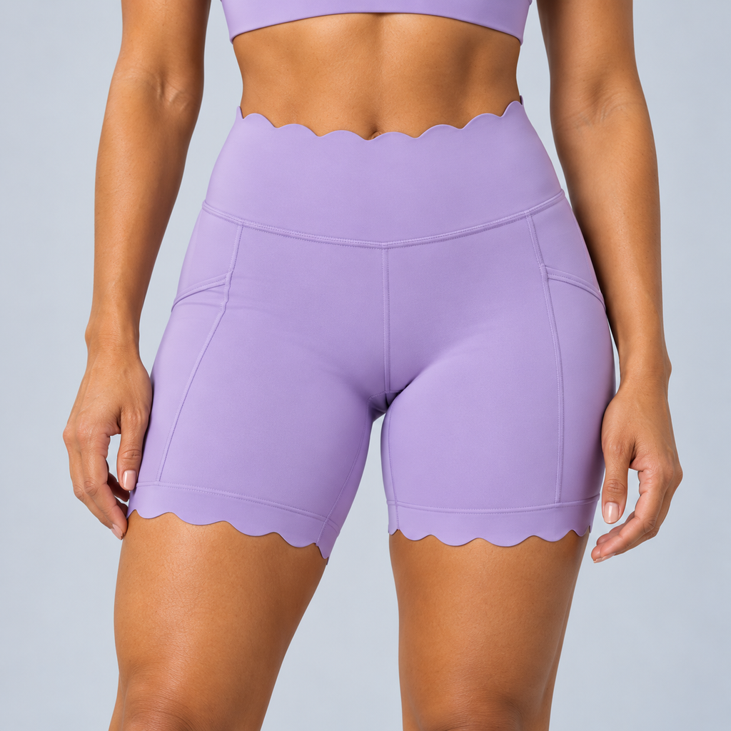 TYLA taro purple coordinated top and shorts — fabric detail view