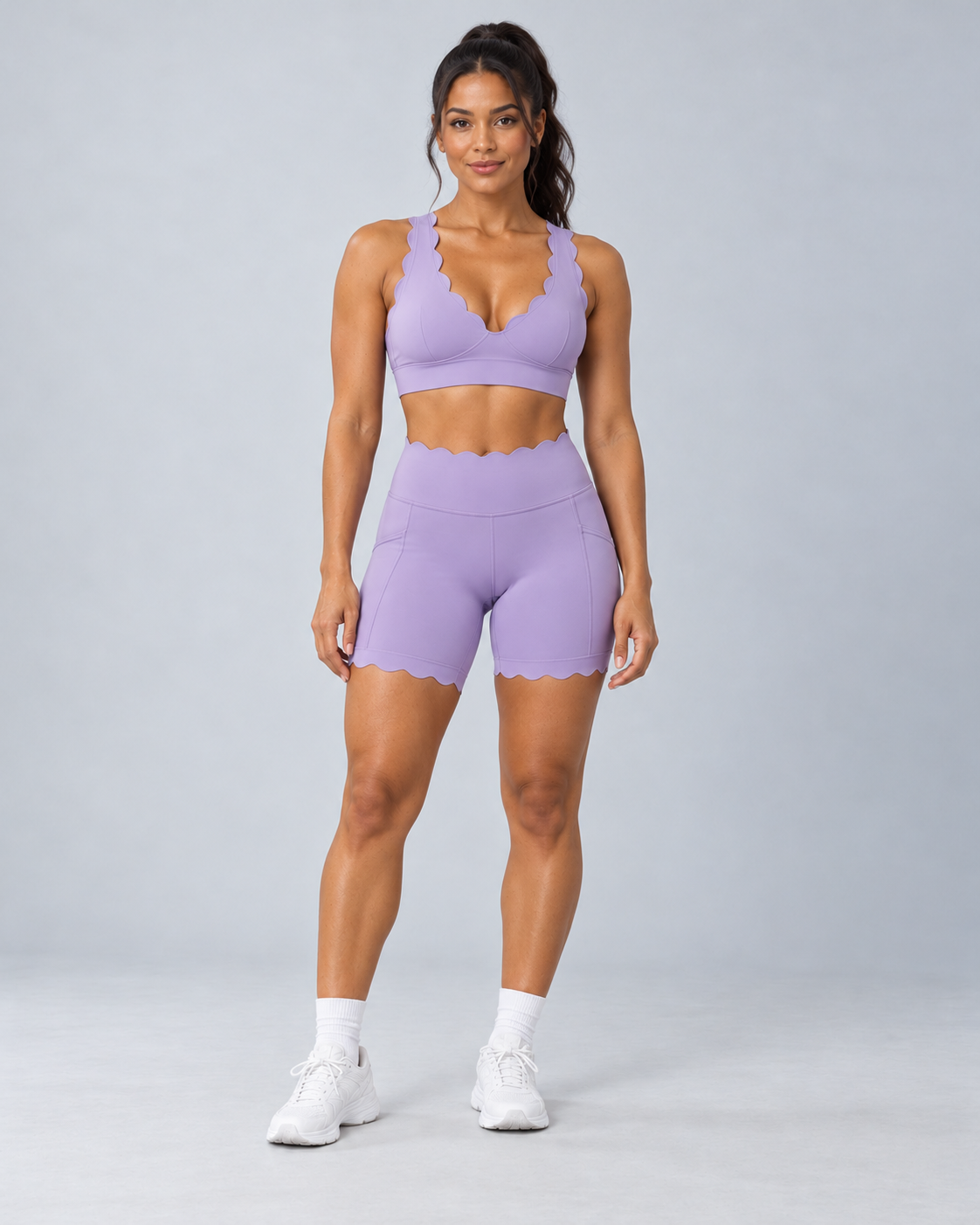 TYLA taro-purple coordinated top and shorts — front view